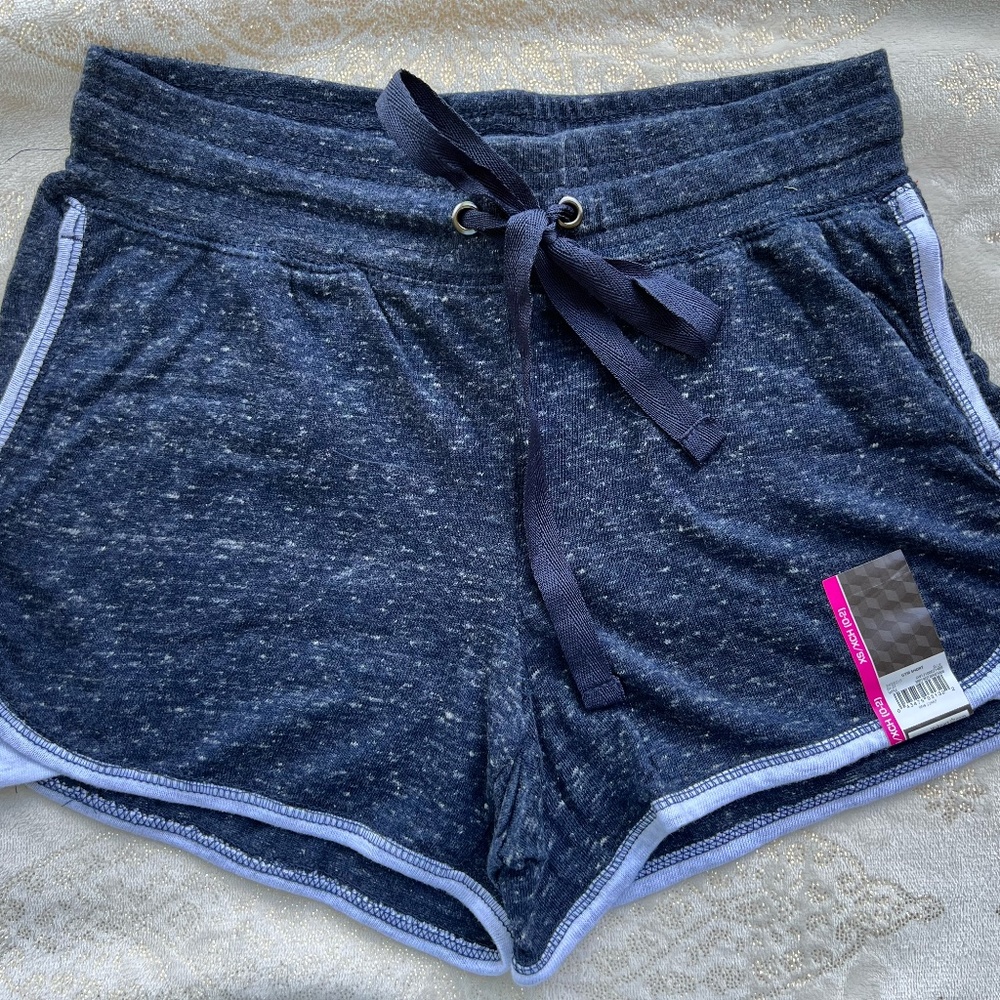 Navy blue sports fabric shorts with white stripes size xs to s